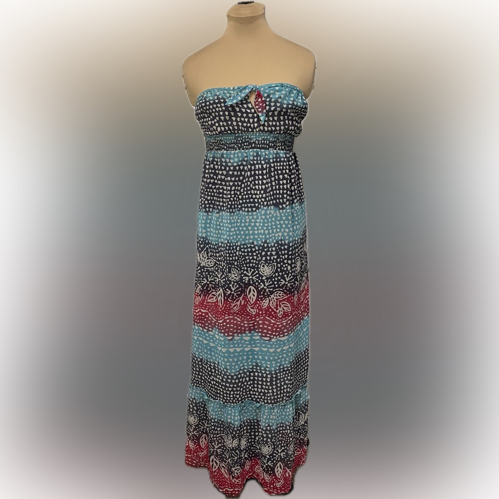 Roxy Strapless Tie Bust Maxi Dress